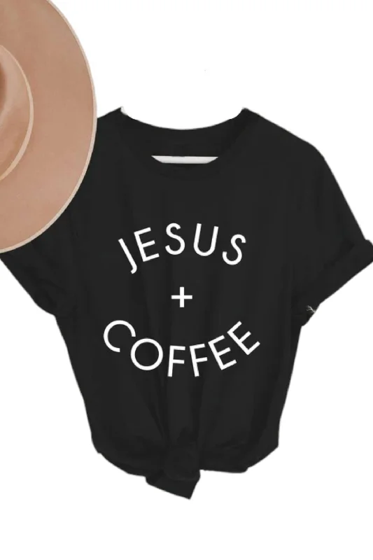 Women's Jesus + Coffee Tee In Black Chic Trend Collection