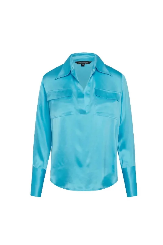 Women's Kaia Blouse In Fiji Blue Feminine Flow