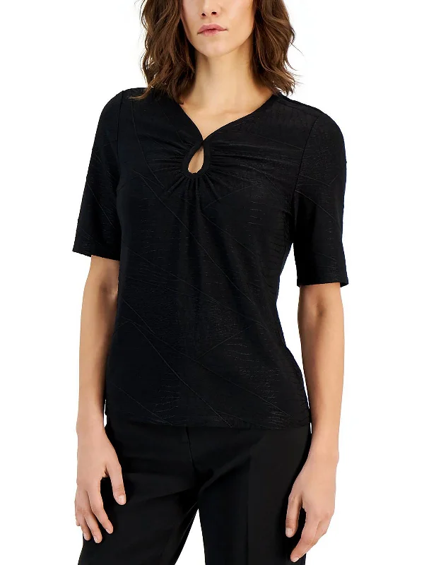 Womens Keyhole Short Sleeve Pullover Top Timeless Elegance Redefined