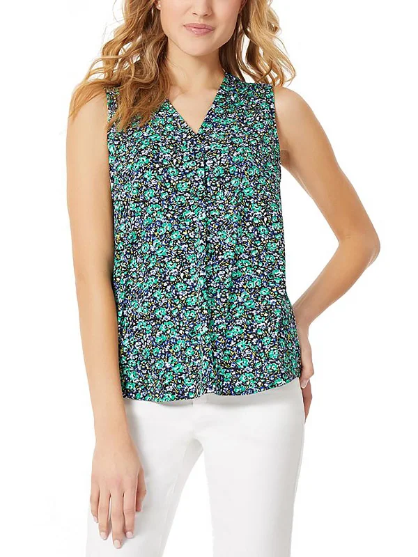 Womens Knit Floral Print Blouse Summer Essentials