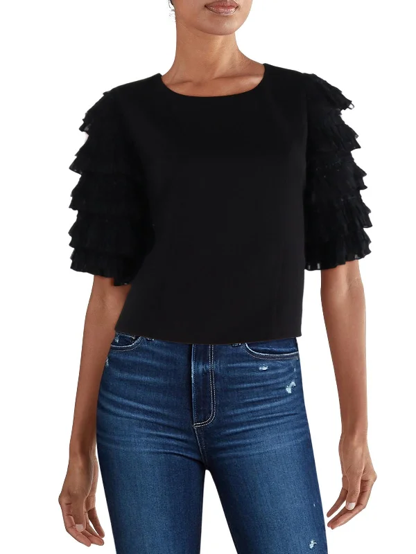 Womens Lace Ruffled Blouse Romantic Detailing