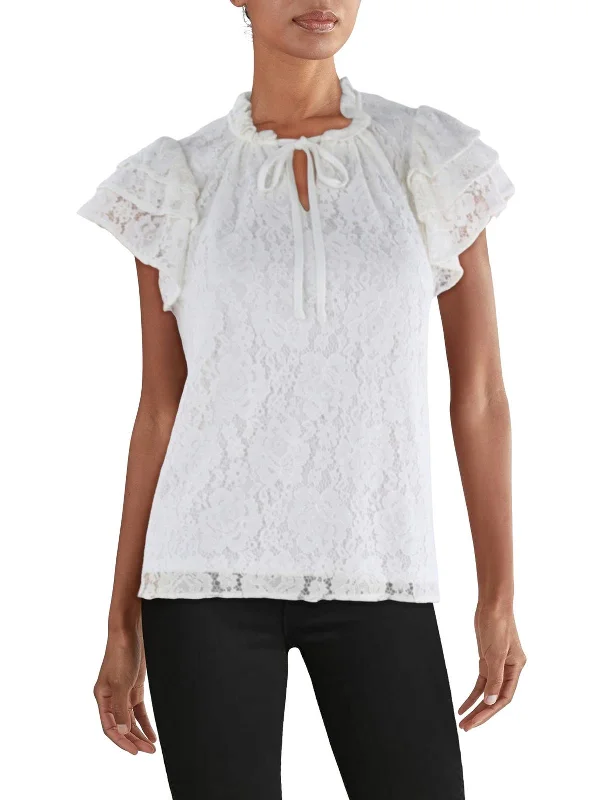 Womens Lace Tie Neck Blouse Special Occasion Wear