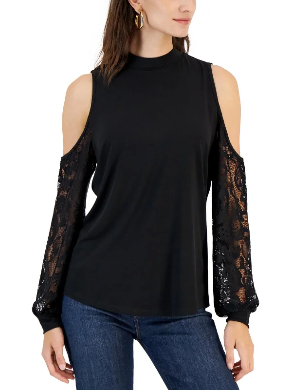 Womens Lace Trim Cold Shoulder Blouse Season Appropriate Women's Collection