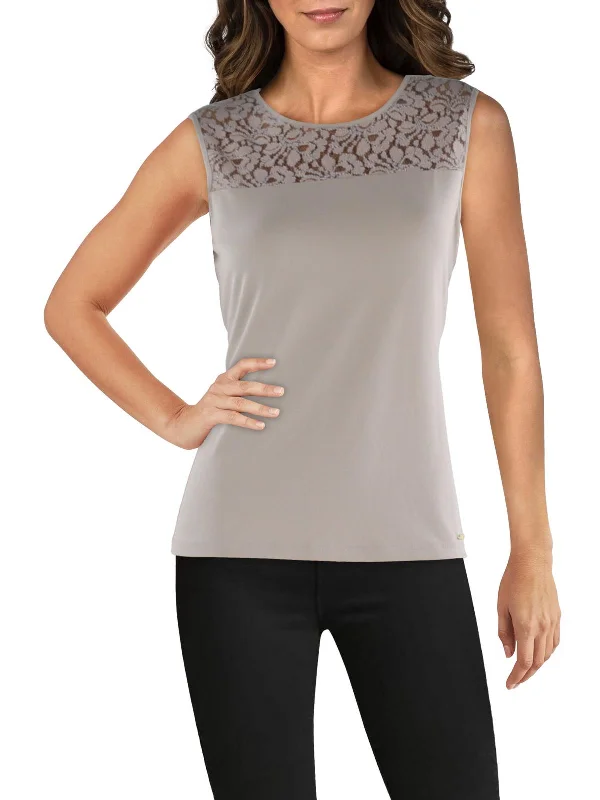 Womens Lace Trim Crewneck Shell Style Beyond Borders