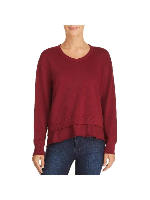 Womens Layered Hem Long Sleeve Sweatshirt, Crew Alluring Design