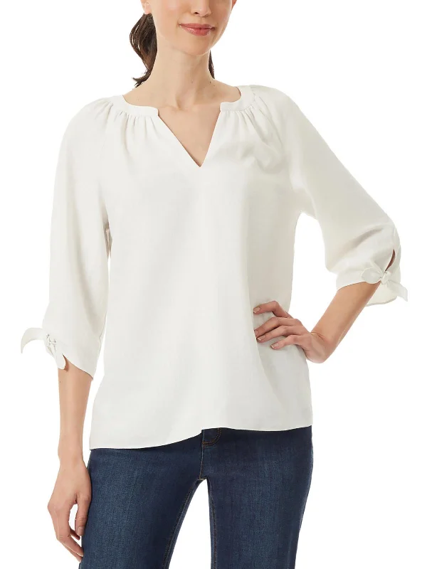 Womens Linen Hi-Low Blouse Limited Time Offer