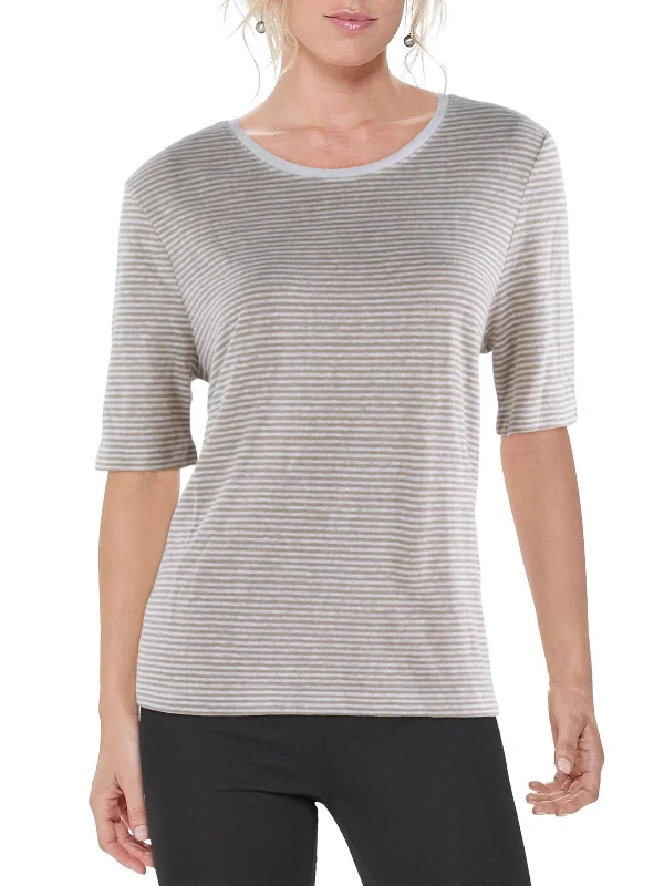 Womens Linen Striped Pullover Top The Epitome Of Modern Women's Fashion