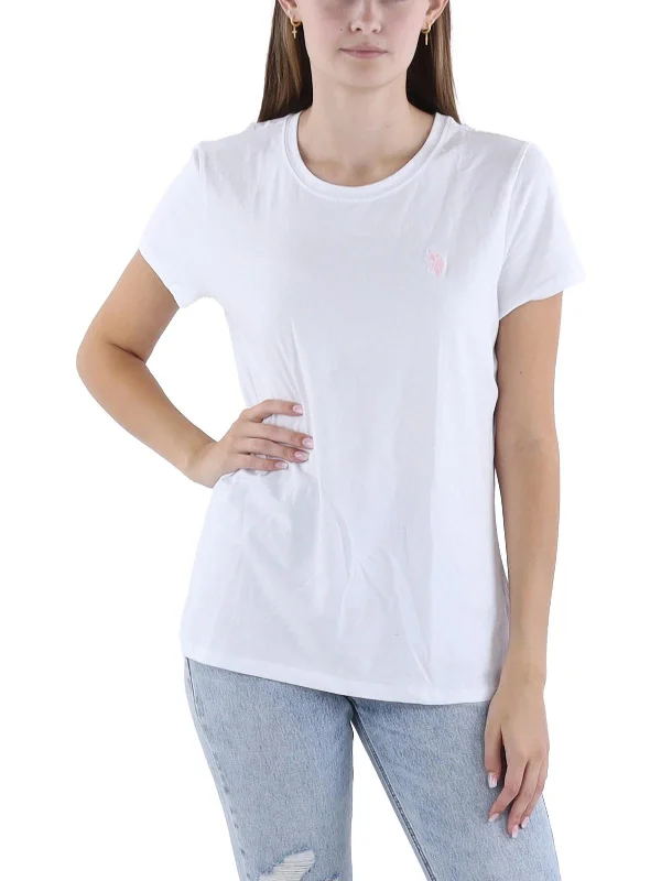 Womens Logo Crewneck Pullover Top Casual Chic