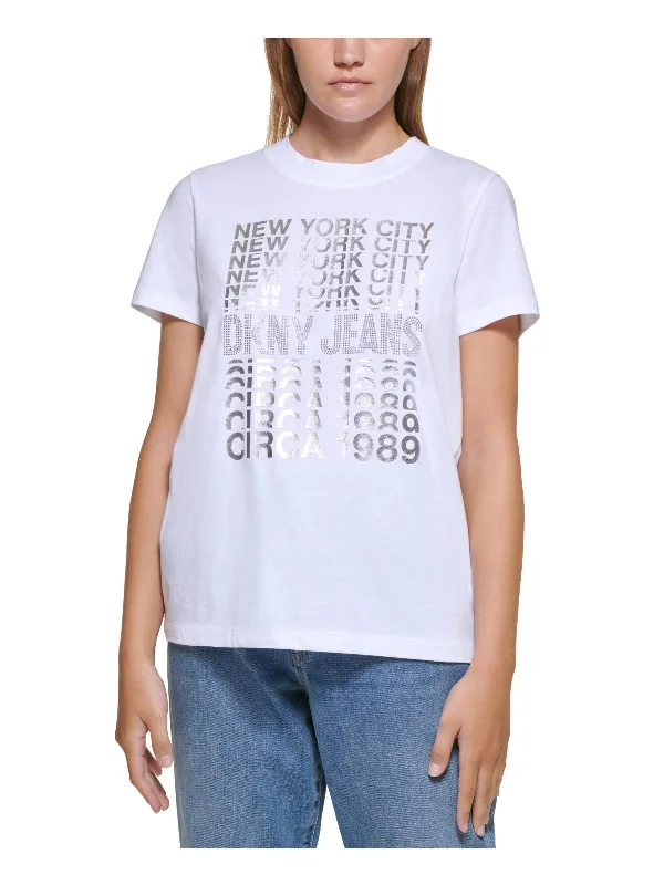 Womens Logo Studded Graphic T-Shirt Women's Fashion Hotspots