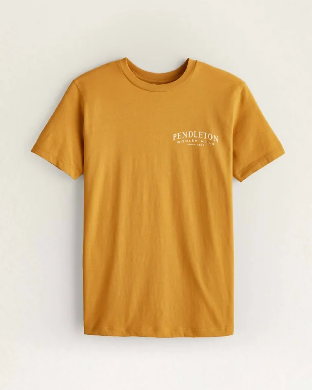 Womens Longhorn Graphic Tee Top In Old Gold Gift Ideas