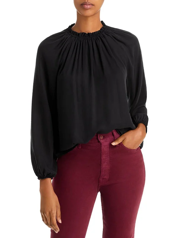 Womens Lyocell Shirred-Neck Pullover Top Trendy Women's Wear Collection