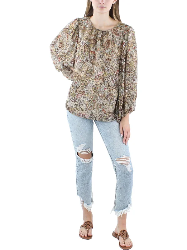 Womens Metallic Paisley Blouse Special Offer