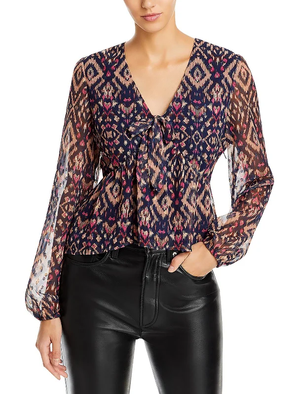 Womens Metallic Peplum Blouse Refined Simplicity