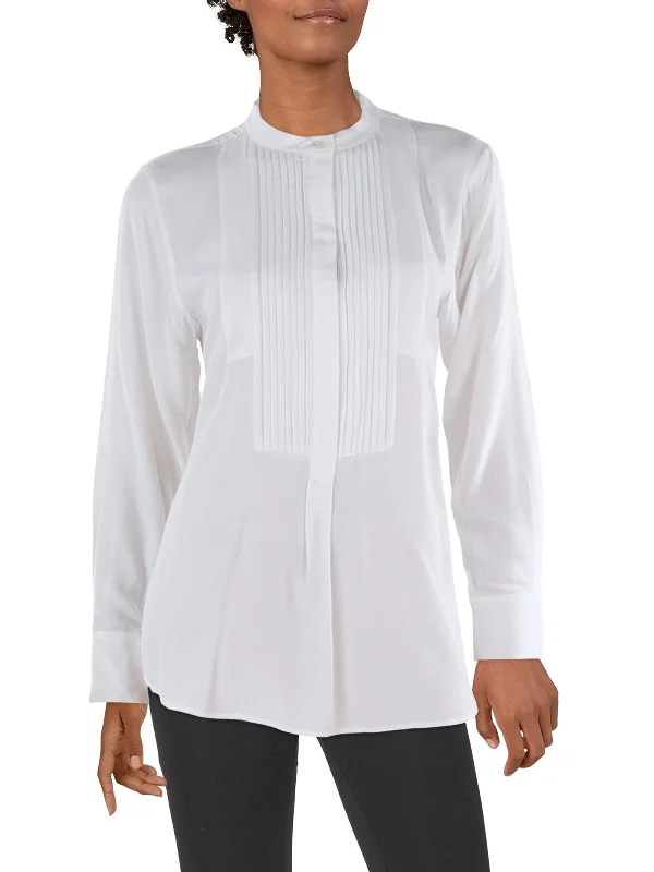 Womens Modal Pintuck Button-Down Top Style Versatile Women's Collection