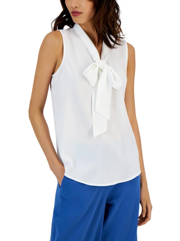 Womens Neck tie Sleeveless Blouse High End Women's Wear