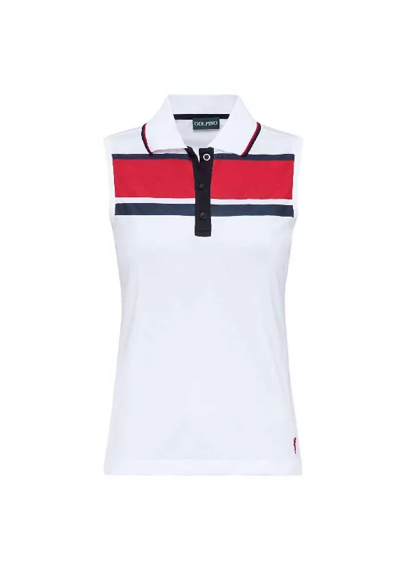 Women's New Club Sleeveless Polo In White Season Sale