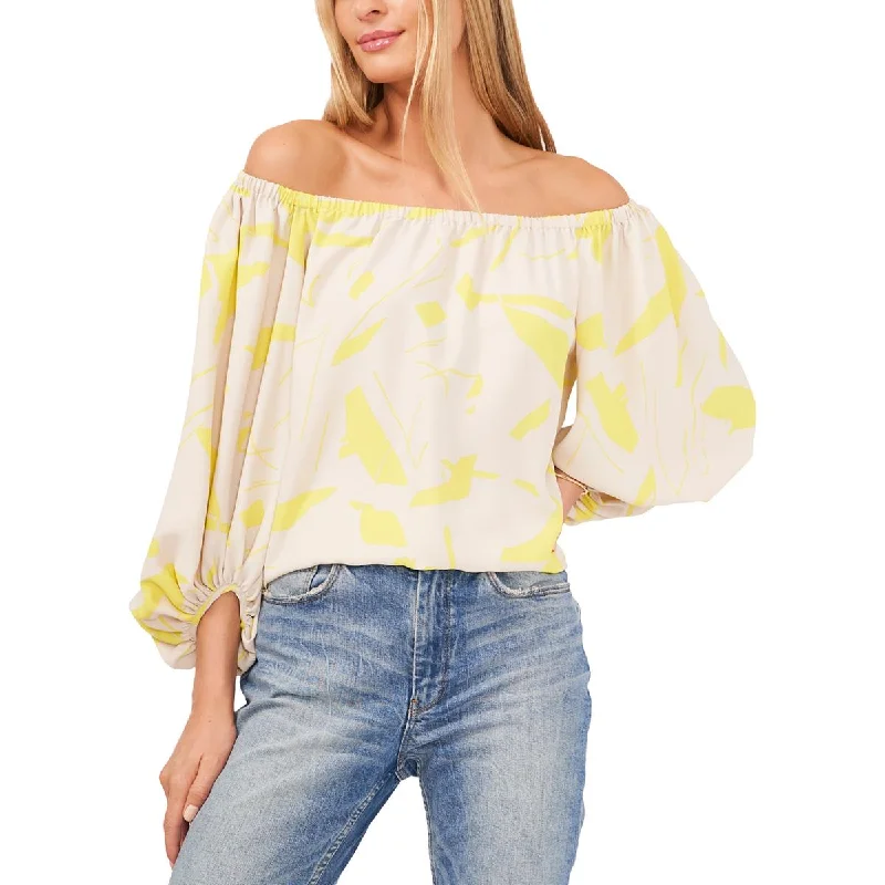 Womens Off-The-Shoulder Printed Blouse Save Big