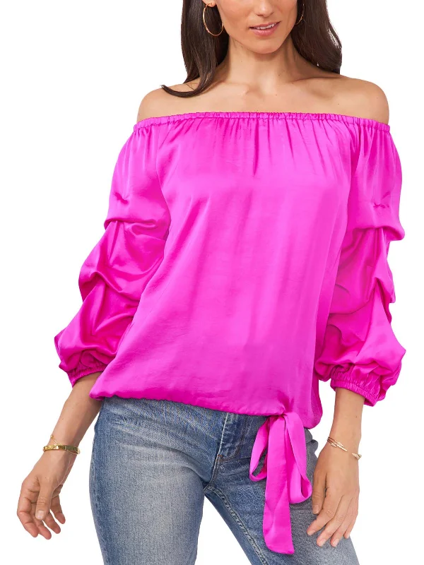 Womens Off-The-Shoulder Side Tie Blouse Fashion Sale