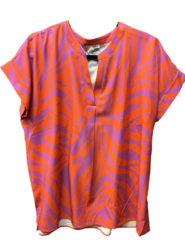 Women's Oh Let’S Go Blouse In Orange/purple Limited Stock, Big Sale