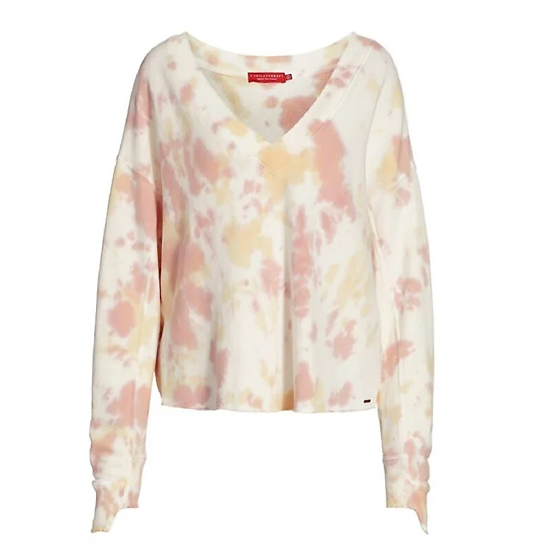 Women's Pastel Aries Tie-Dye Sweatshirt In Orange Pink Refined Look