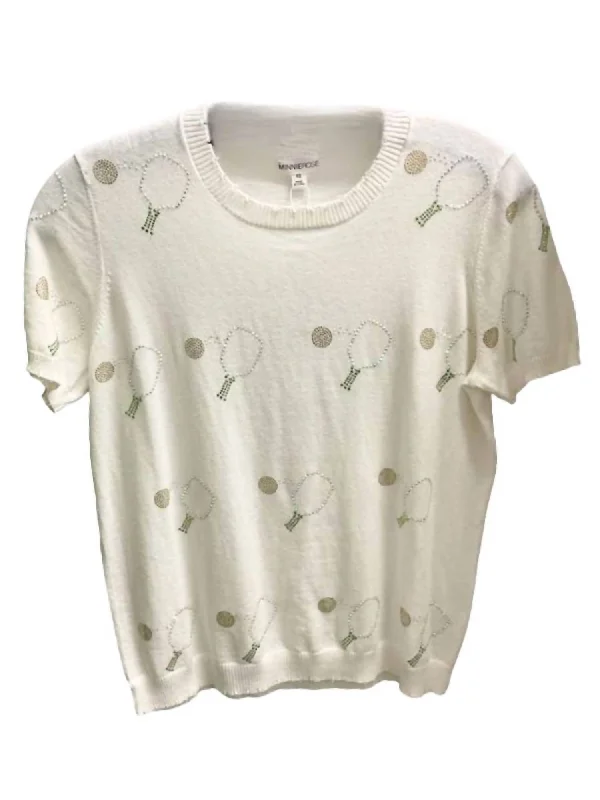 Women's Pickleball Frayed Edge Tee Top In White Style Upgrade