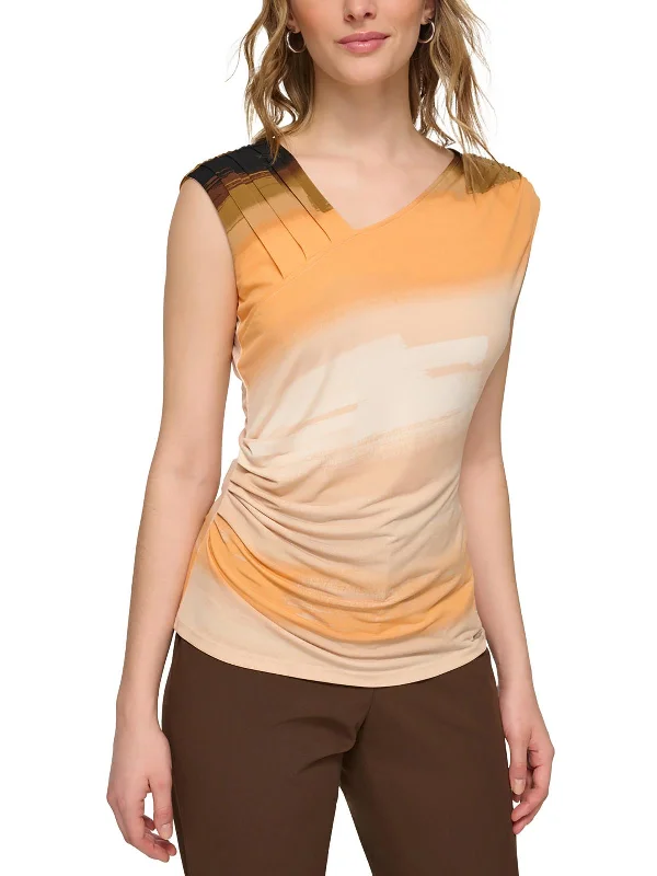 Womens Pleated Asymmetric Shell Stylish Basics