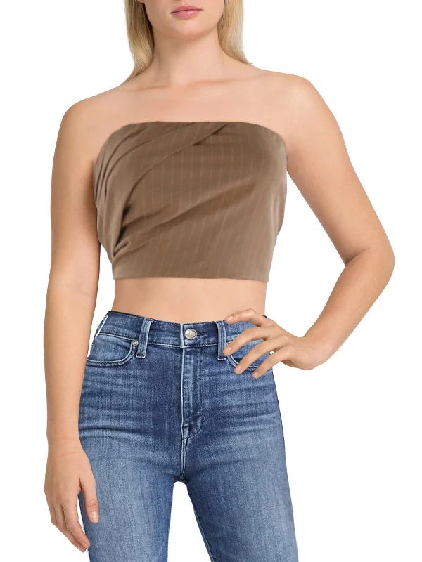 Womens Pleated Cropped Strapless Top Eclectic Style Wardrobe