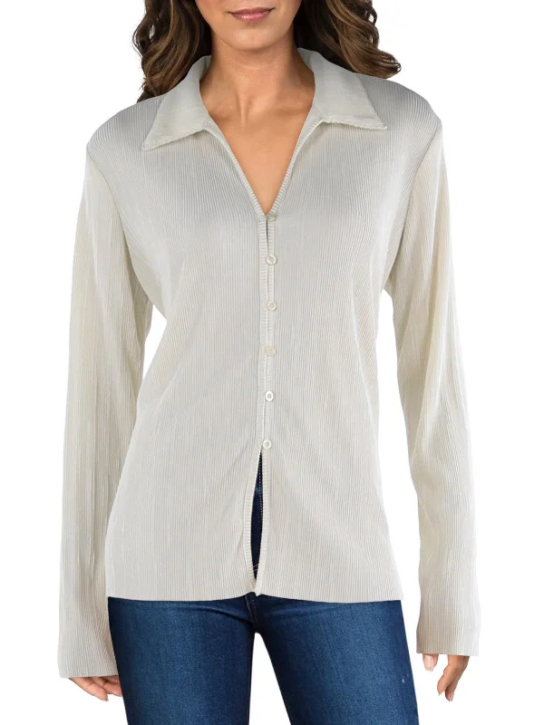 Womens Polyester Ribbed Blouse Fashion Forward