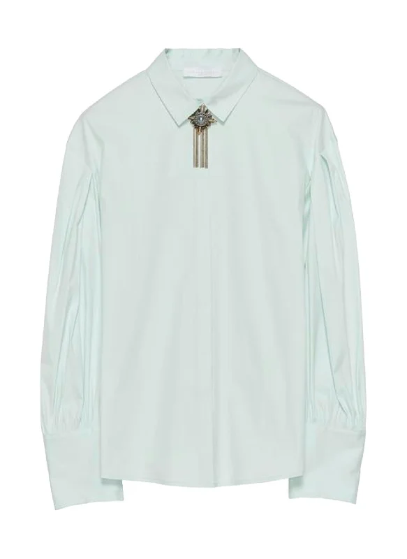 Women's Poplin Balloon Sleeve Shirt In Mint Limited Time Offer