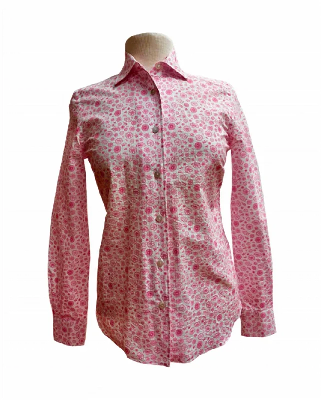 Women's Print Blouse In Pink Effortless Sophistication