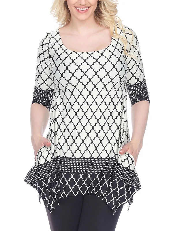 Womens Printed Elbow Sleeve Tunic Top Beat The Heat In Tropical Styles