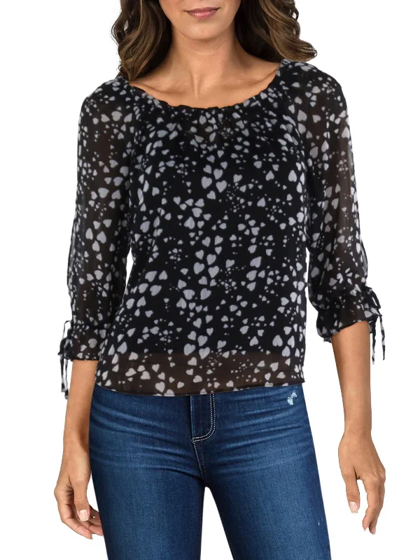 Womens Printed Hearts Pullover Top Limited - Time Bundle