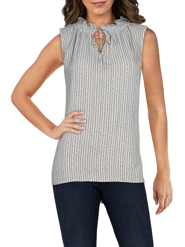 Womens Printed Sleeveless Blouse Effortless Chic Apparel