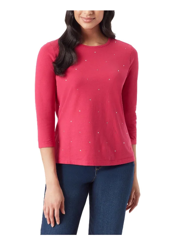 Womens Rhinestones Casual Wear Pullover Top Trend Setting Threads