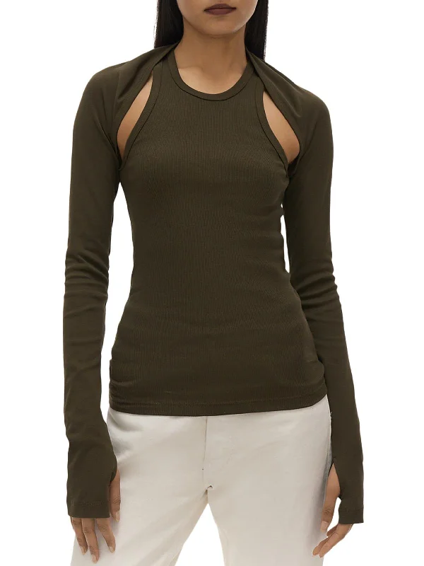 Womens Ribbed Cold Shoulder Top Trend Alert