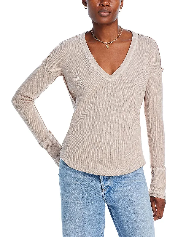 Womens Ribbed V Neck Pullover Top Redefining Women's Style