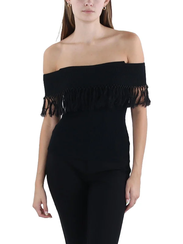 Womens Roll Neck Embellished Off The Shoulder Versatile Wardrobe Essentials