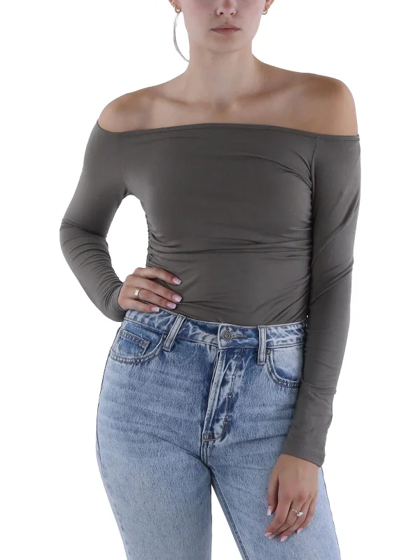 Womens Ruched Long Sleeve Bodysuit Limited Quantities