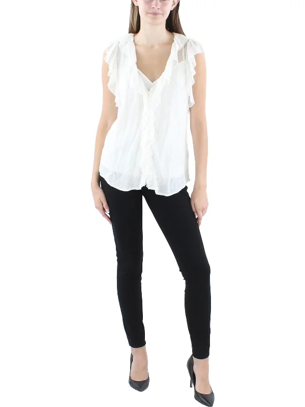 Womens Ruffled Button Front Blouse Snag Fabulous Fashion Bargains