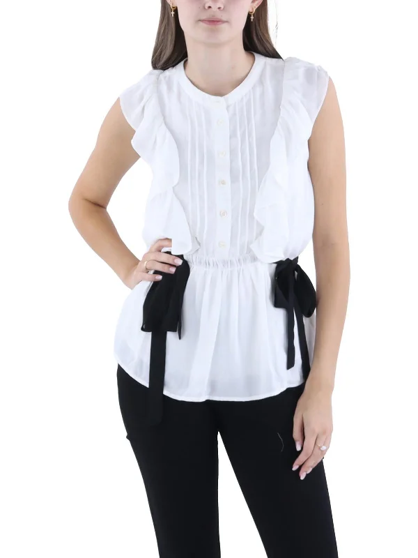 Womens Ruffled Side Tie Blouse Trend Setting Threads