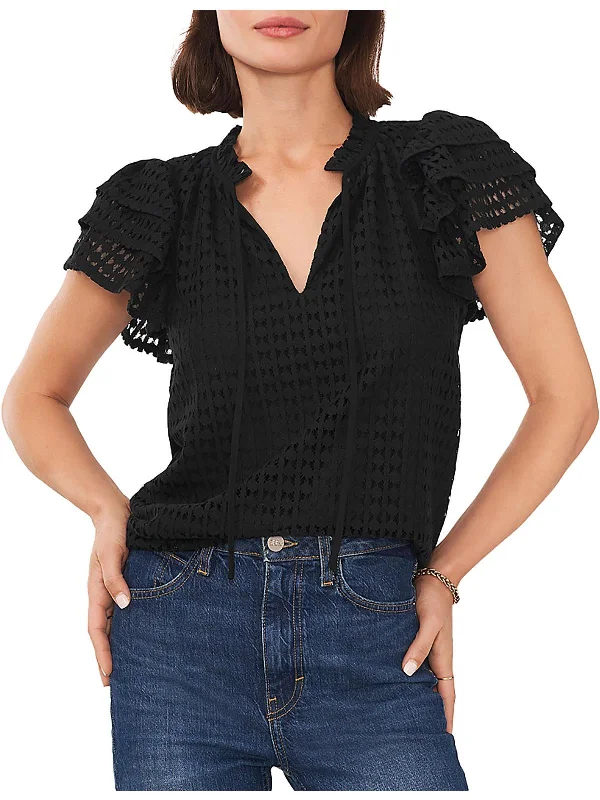 Womens Ruffled Tie Neck Pullover Top Redefining Women's Fashion