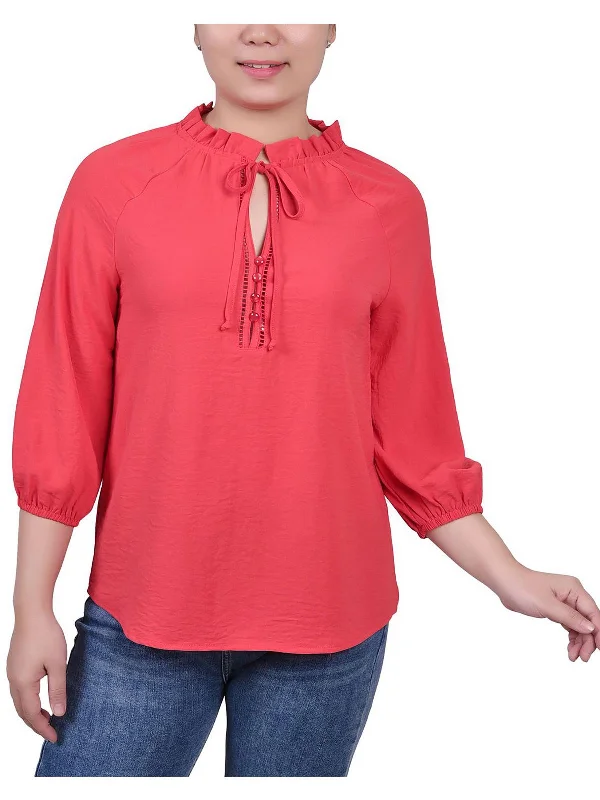 Womens Ruffled V Neck Blouse Today Only