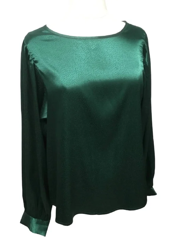 Women's Samantha Satin Blouse In Hunter Green Trendy Attire For Her