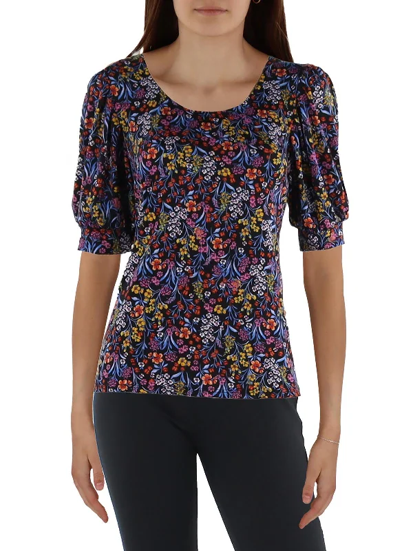 Womens Scoop Neck Floral Blouse Save Big