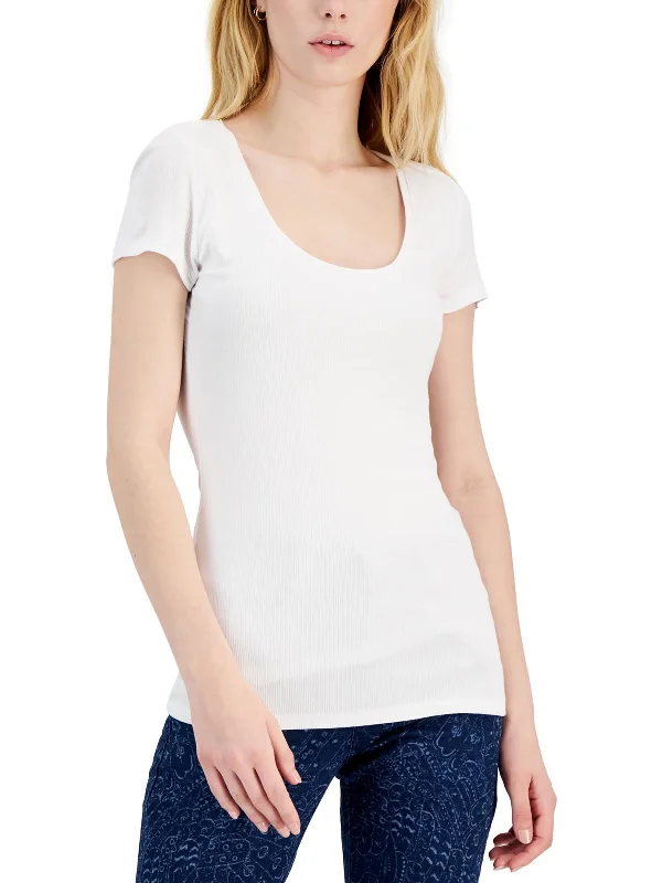 Womens Scoop Neck Short Sleeve Pullover Top Stylish Statements