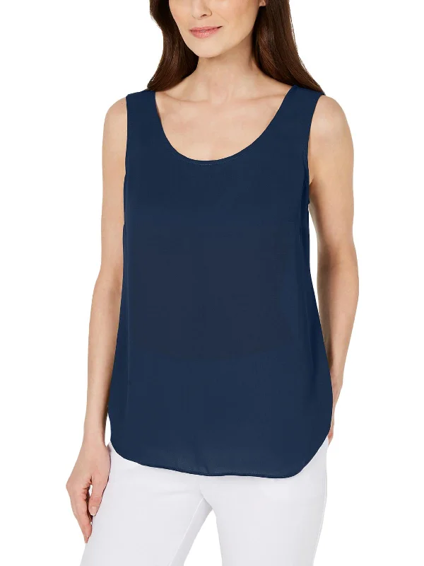 Womens Scoop Neck Sleeveless Shell Elegant Clothing