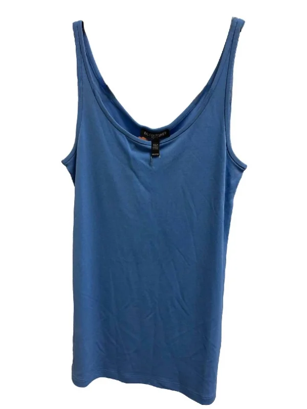 Womens Scoop Neck Tank Top - Petite In Blue Unbeatable Prices