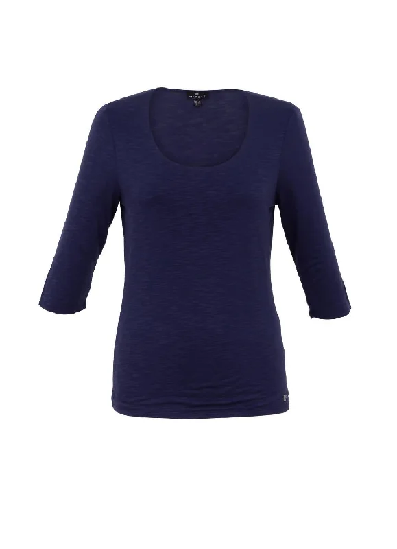 Women's Scoop Neck Top In Navy Chic & Cozy Collection