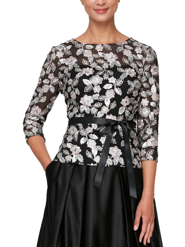 Womens Sequin Floral Blouse Additional Time-Limited Offers