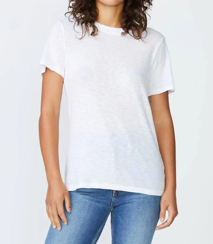 Women's Short Sleeve Crewneck Tee In White Now On Sale For Chic Urban Styles